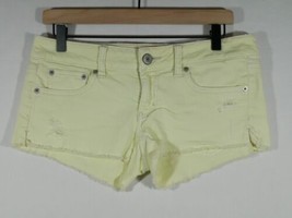 American Eagle Stretch Denim Jean Yellow Booty Shorts Cutoff Sz 6 - £7.96 GBP