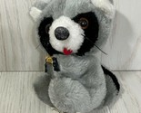 Russ Berrie Blinky 1979 small vintage plush gray raccoon yellow bow pomp... - £3.55 GBP