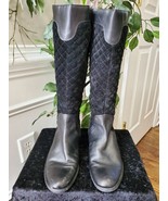 Diego di Lucca Women&#39;s Black Leather Upper Round Toe Knee High Boots Siz... - $29.70