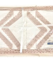 Vintage 8 pc Linen Lace Napkin Placemat Luncheon Set Progress Creation USA - £7.98 GBP