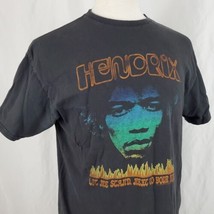 JImi Hendrix T-Shirt Medium Black Crew Let Me Stand, Next to Your Fire Junk Food - £13.66 GBP