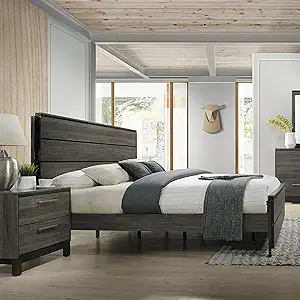 Roundhill Furniture Ioana 187 Antique Grey Finish Wood Queen Size Bed - $741.99