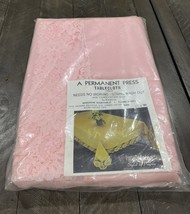 Vintage Calais Pink Lace Tablecloth 67 X 90 Progress Polyester Cotton - $39.59