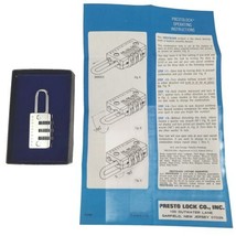 Vintage Presto Lock Combination Style Silver Tone w Box Instructions Com... - $8.59
