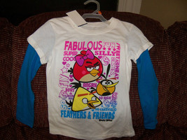 Angry Birds Fabulous Super Silly Feathers &amp; Friends T-shirt Size 7/8 Girls NEW - £10.52 GBP
