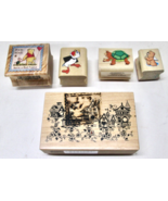 5  Wood Mounted Rubber Stamp Figures - Pooh, Birdhouse Border,Turtle, Bi... - $268.39 MXN