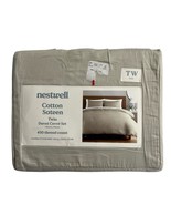 Nestwell Twin Duvet Cover Set Silver Birch Gray Cotton Sateen 4 PC 450TC... - $45.35
