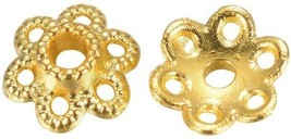 50 Bead Caps Shiny Gold Tone Spacers Findings Floral 6.5mm Findings - $92.47 MXN