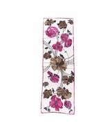 Carlisle Women&#39;s Scarf Silk Rectangle 58&quot; x 19&quot; Korea Floral Pattern Pin... - £17.41 GBP