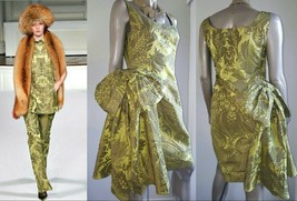 $4,900 Oscar De La Renta Gorgeous Green Taffeta Silk Bow Runway Dress Us M 8 - £703.33 GBP