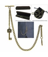 Albert Pocket Watch Chain Bronze Fob Chain Vintage Key Design Fob T Bar Men AC06 - £9.87 GBP - £21.33 GBP