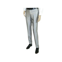 Men Tuxedo Formal Suit ROYAL DIAMOND Slim Fit 3Pc Vested shiny Satin SL82 Silver image 11