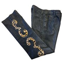 Vtg Leggiadro Bootcut Jeans Womens 8 Blue Leopard Embellished Tab Front ... - €14,92 EUR