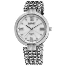 NEW August Steiner AS8065SS Womens Diamond Accented Pearl Dial Ribbed Lugs Watch - £25.28 GBP