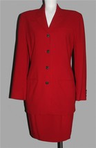 VTG 2-Pc DKNY Deep Red Skirt Suit Long Jacket (4) Skirt (8) Smooth Pure ... - $42.99
