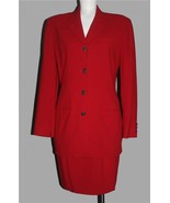 VTG 2-Pc DKNY Deep Red Skirt Suit Long Jacket (4) Skirt (8) Smooth Pure ... - $58.79 CAD
