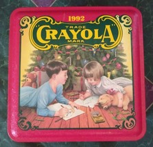 Crayola Tin Box 1992 Made in USA Features a Childhood Christmas Scene ~ ... - $7.70