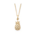 14K Yellow Gold Plated Diamonds Pineapple Charms Small Pendant Women's Necklace