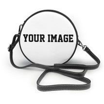 Your Image - Custom Made Round Leather Shoulder Bag Custom Design Your Own Bags  - £24.17 GBP