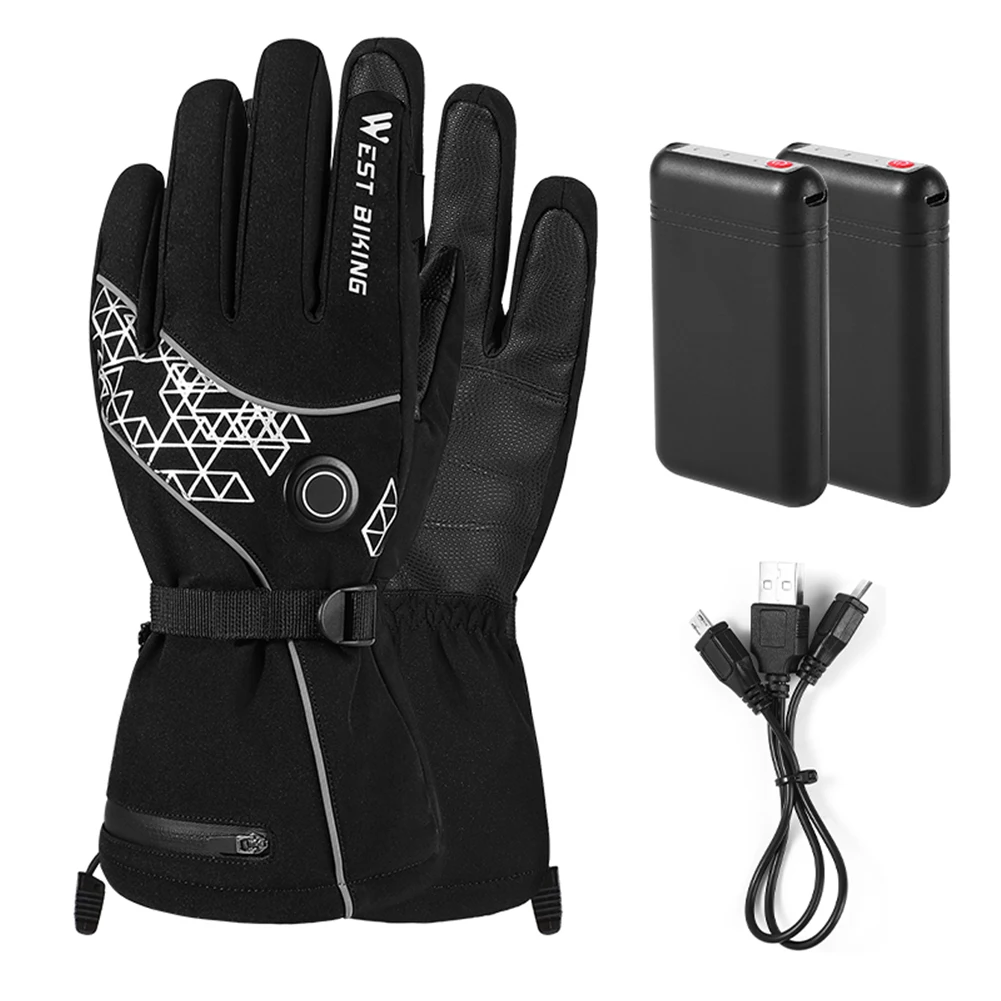 Winter Electric Heated Gloves with Reflective Strip USB Rechargeable Waterproof  - £249.69 GBP