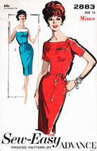 Misses&#39; DRESS Vintage 1960s Advance Pattern 2883 Size 14 - $12.00