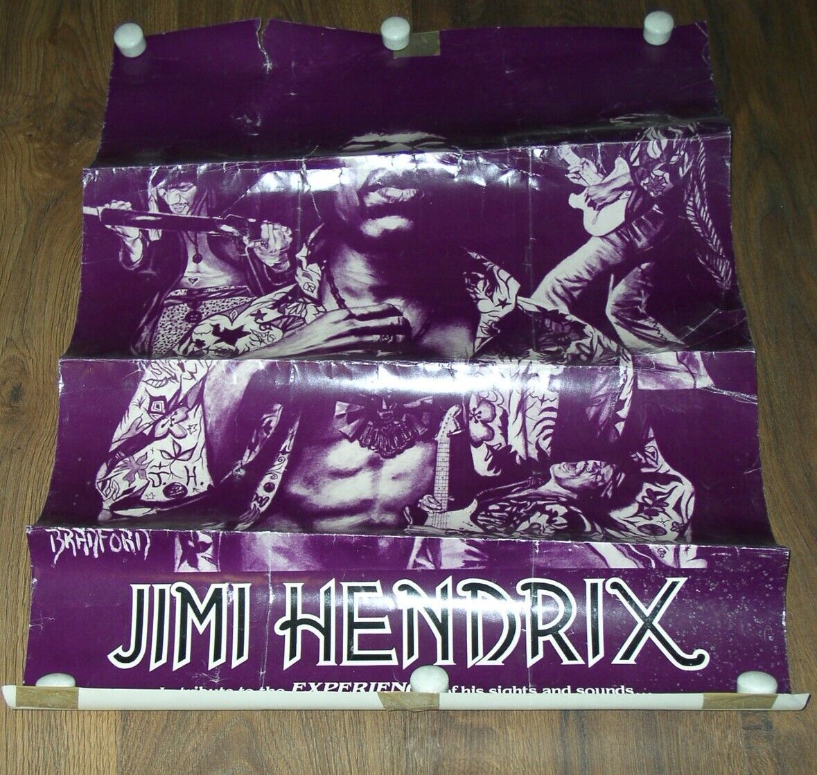 Jimi Hendrix Tribute Poster Vintage 1988 Bradford Artist - $64.99
