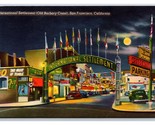 International Settlement Night View San Francisco CA UNP Linen Postcard H23 - $2.92