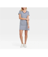 Women&#39;s Blue &amp; White Scoop Neck Short Sleeve T-Shirt Dress (Size L / 12-... - £10.04 GBP