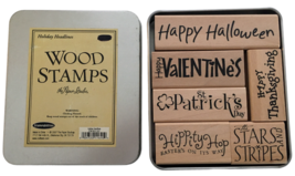 Stampabilities Rubber Stamp Set 6 Holiday Headlines Words Halloween Thanksgiving - £8.03 GBP