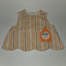 VTG Handmade Baby Outfit Striped Top Clock Face Orange Bloomers Approx 0... - $29.65