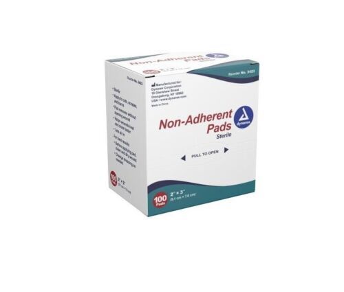 100 Pack Non-Adherent Pads Sterile Wound Dressing Pad 2x3 Non-Stick Firs... - $19.79