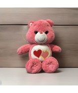 Care Bears Pink Love A Lot Bear Plush 2017 Just Play Hearts Stuffed Anim... - $9.49