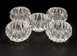 Lot of 5 Glass Open Salt Cellars, Vesica Cut Diamond Pattern, Flat Rim, SLT-33 - $24.45