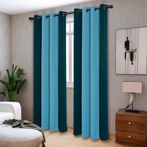 Lordtex Color Block Blackout Curtains For Bedroom - Insulated, Sapphire/Teal - £40.91 GBP