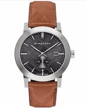 Burberry BU9905 Men&#39;s The City Swiss Black Dial Brown Leather Watch - £372.09 GBP