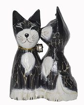 Hand Carved Wood Kissing Cats Lovers Tabby Siamese Persian American Ragd... - £12.50 GBP
