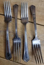 4 Antique WM ROGERS MFG 00.XII SILVER PLATED FORKS 7.5&quot; LA SALLE Replace... - $42.54