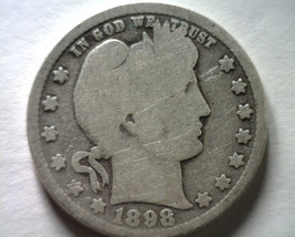 1898 BARBER QUARTER DOLLAR GOOD G NICE ORIGINAL COIN FROM BOBS COINS FAS... - $12.00