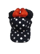 Disney Parks Minnie Mouse Polka Dot Red Puffy Bow Adjustable Fuzzy Ears Hat NEW - £18.05 GBP