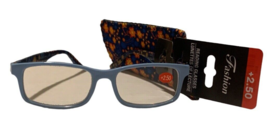 Fashion Frame +2.50 Reading Glasses Eyeglasses Blue Floral Print Case - $10.77