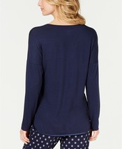 29$ Alfani Ultra Soft Satin-Trimmed Drop Shoulder Pajama Top, Color: INK - £15.79 GBP