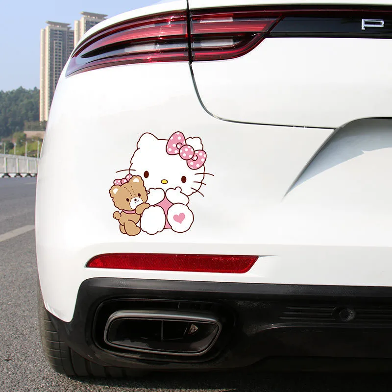 Kawaii  Hello Kittys Ins Cute Car Stickers Personalized Scratch Block Stickers - £7.84 GBP