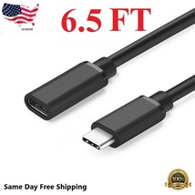 New 6.5 Feet Type C USB 3.1 Male to USB-C Female Extension Data Cable Cord Black - £14.56 GBP