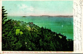 Vtg Cartolina 1907 Bird&#39;s Eye Vista Di San Francisco Alcatraz Isola - £11.42 GBP