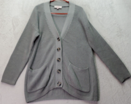 Laurie Felt Cardigan Sweater Women&#39;s Small Gray Pockets Long Sleeve Button Front - £18.10 GBP