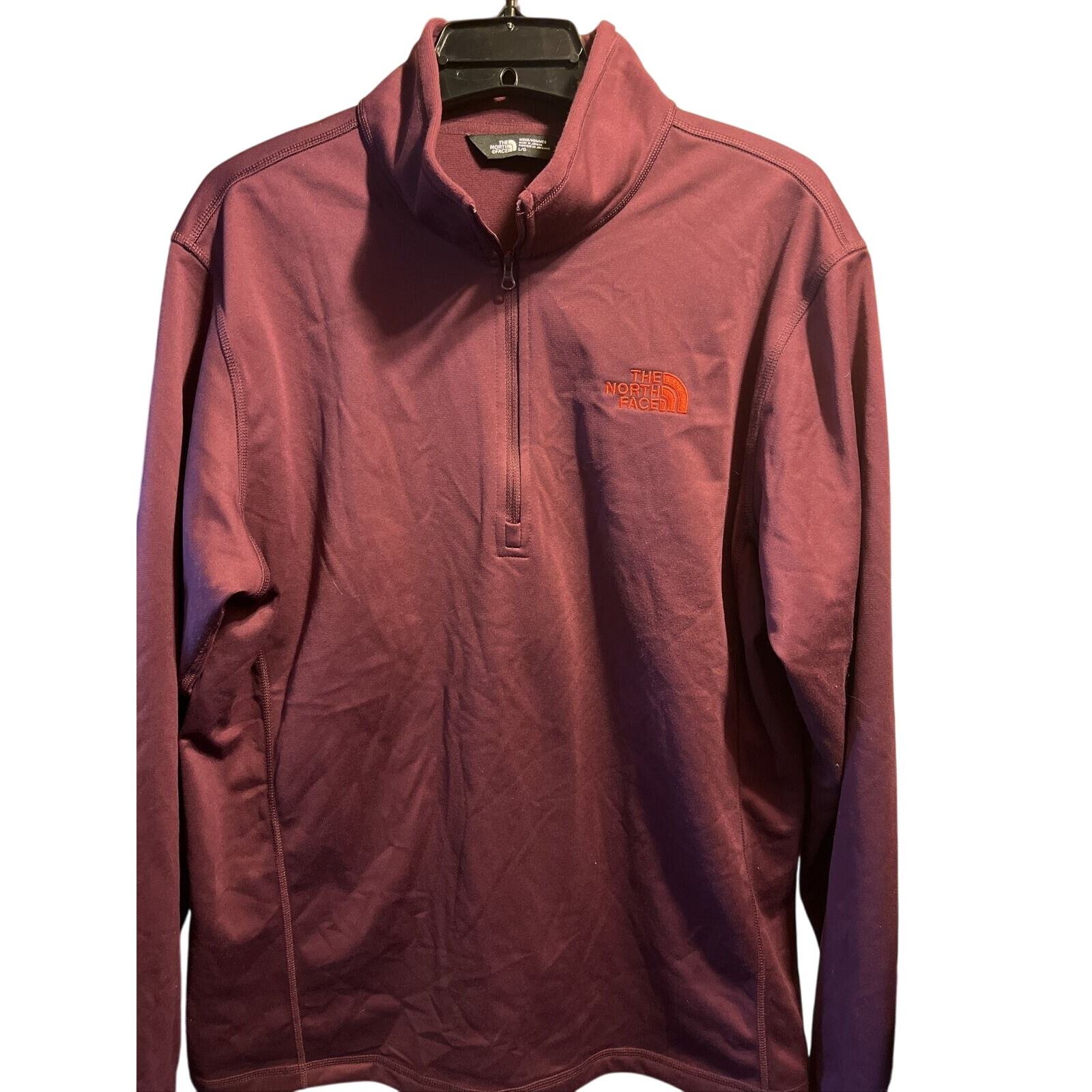 The North Face Mens L Maroon Long Sleeve 1/2 Zip Polyester Fleece Lined ... - $24.75