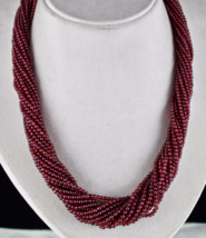 Natural Red Garnet Round Beads 17 L 778 Ct Gemstone Fashion Necklace Accessories - £455.63 GBP
