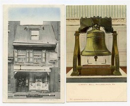 Betsy Ross House &amp; Liberty Bell Sparkle UDB Postcards Philadelphia Pennsylvania - £9.34 GBP