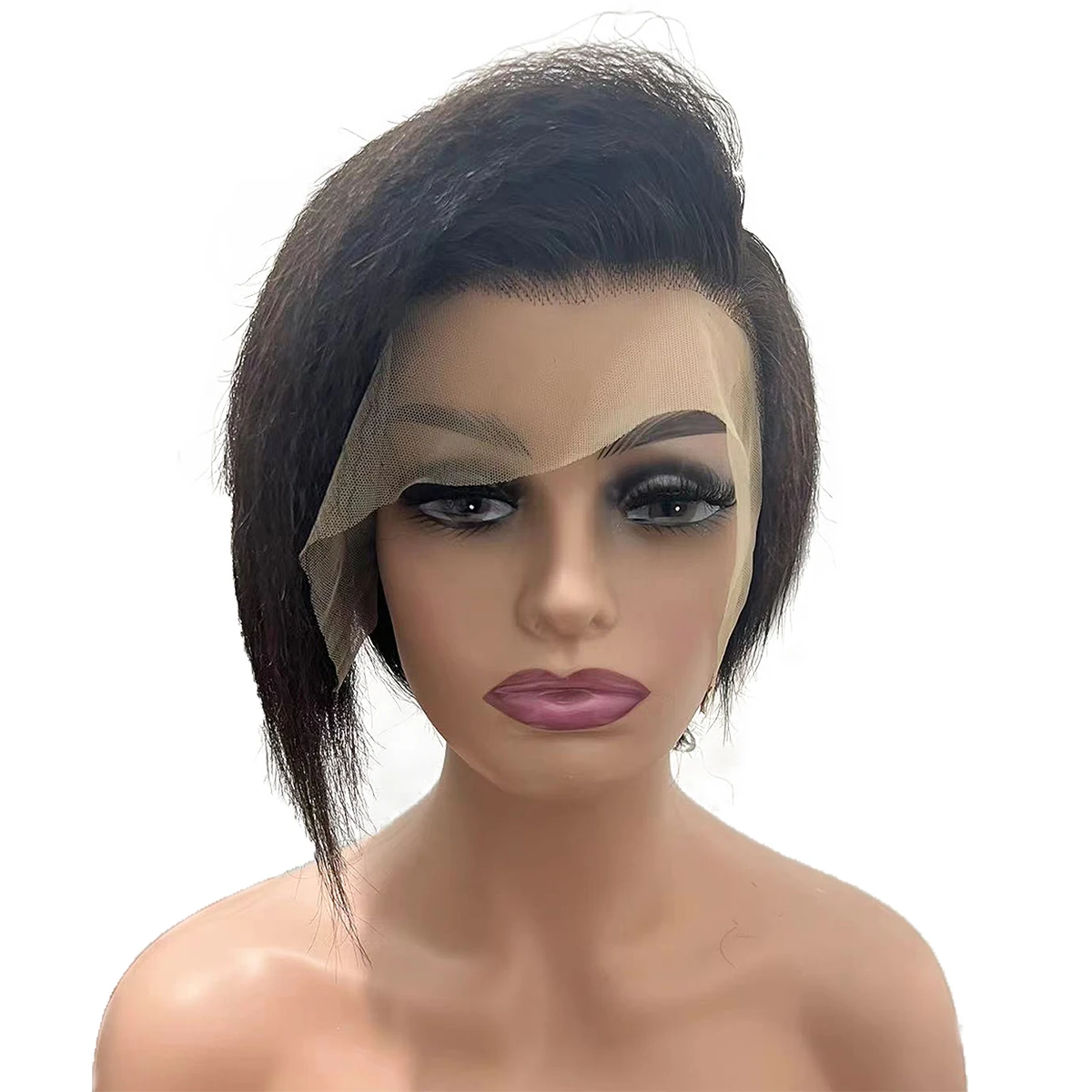 kinky straight lace front wigs 13*4 short pixie cut remy human hair Brazili - £75.49 GBP+