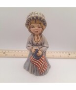 Betsey Ross Figurine Painted Ceramic Holding Flag Patriotic Vintage w/ B... - $320.11 MXN